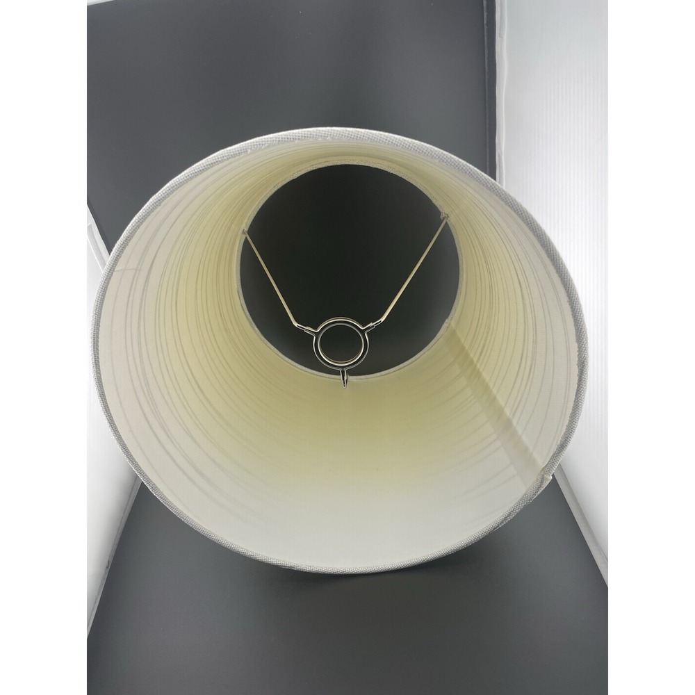 Fabric Lampshade‎ White Off White Silver Metallic Stripe Empire Tapered 9" X 12" - Picture 8 of 11